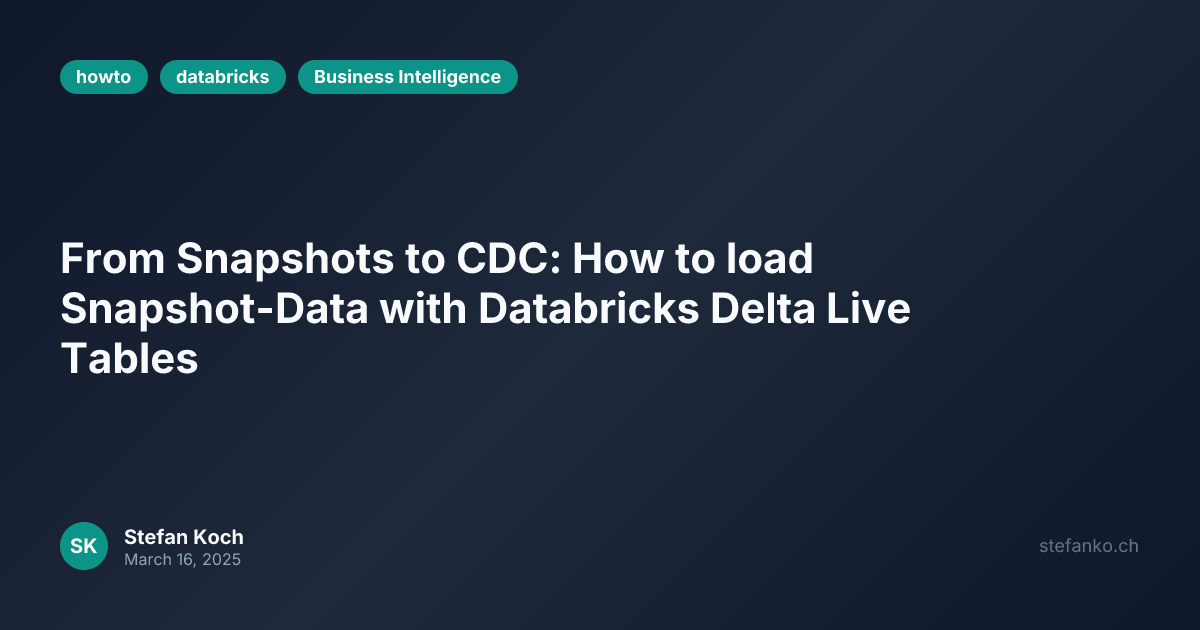 full refresh on databricks delta live streaming tables... From Snapshots to CDC: How to load Snapshot-Data with Databricks Delta ...